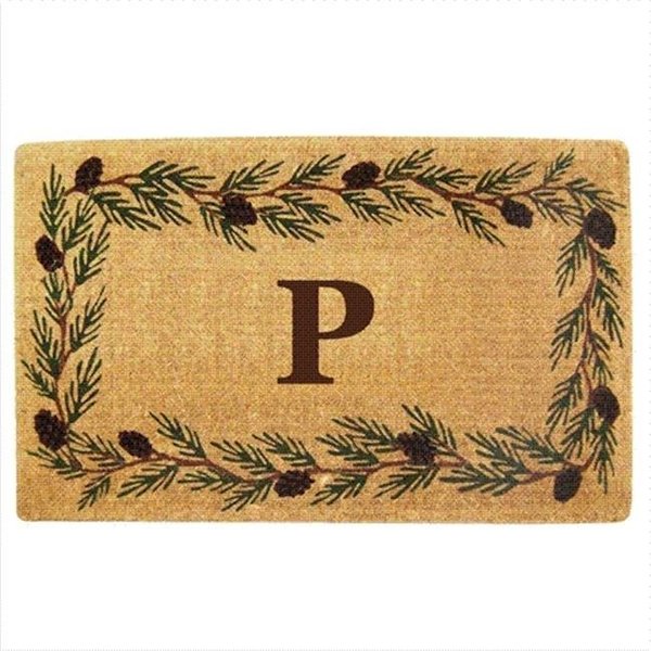 Nedia Home Nedia Home 02014P Heavy Duty Coco Mat 30 x 48 In. Evergreen Border Monogrammed P O2014P